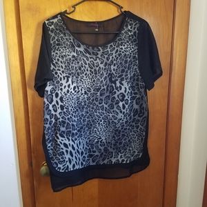Black and Grey Sheer Leopard Shirt